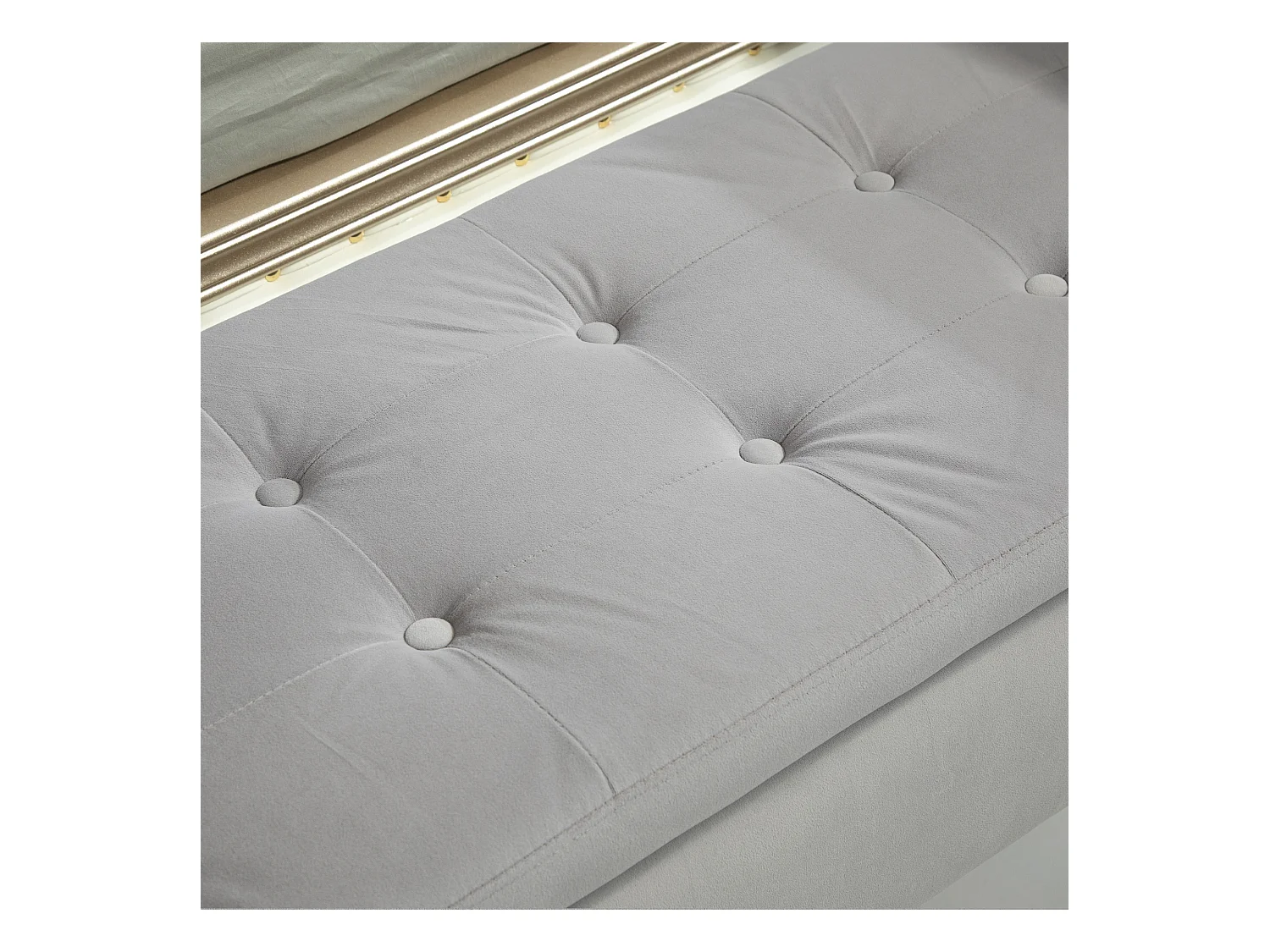 Banc de rangement avec accoudoirs, design luxueux, polyester velouté, gris clair (107x42x65 cm)