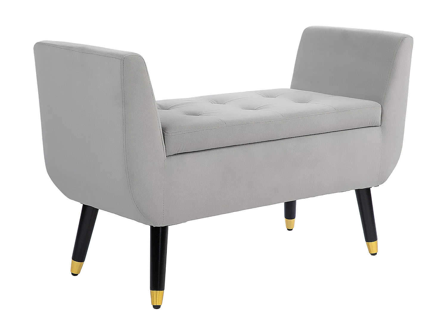 Banc de rangement avec accoudoirs, design luxueux, polyester velouté, gris clair (107x42x65 cm)