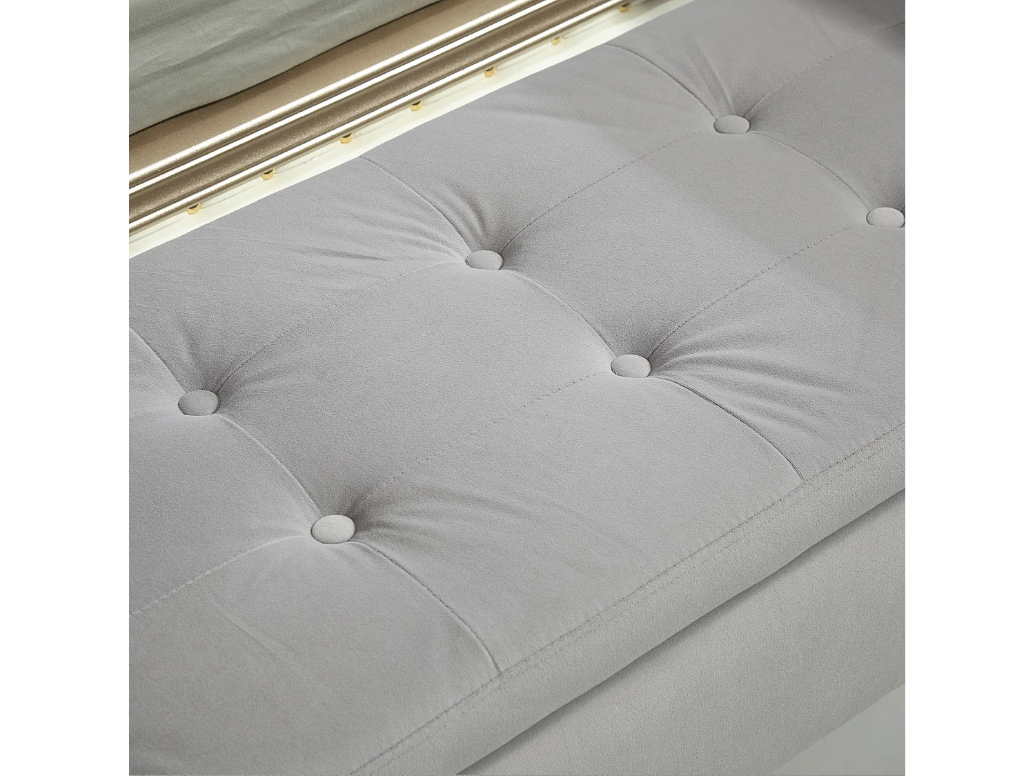 Banc de rangement avec accoudoirs, design luxueux, polyester velouté, gris clair (107x42x65 cm)