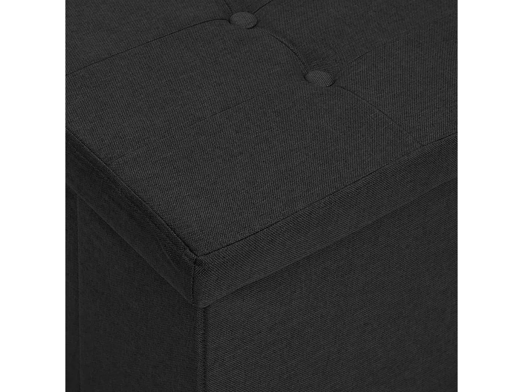 Banco de almacenamiento plegable de lino sintético negro