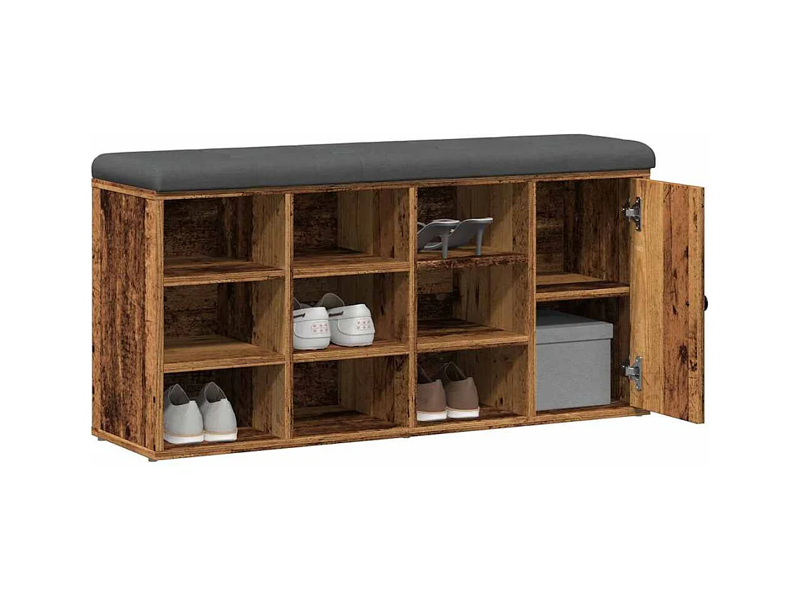 Banc à chaussures vieux bois 102x32x50 cm bois d'ingénierie