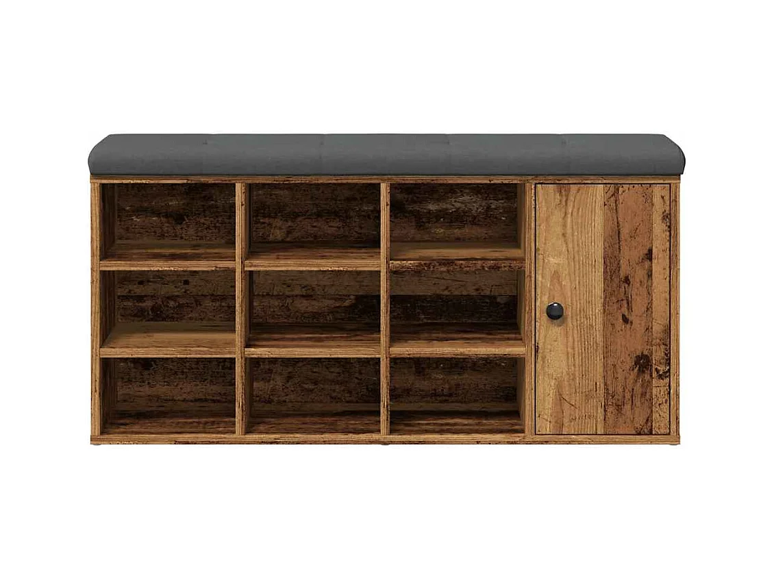 Banc à chaussures vieux bois 102x32x50 cm bois d'ingénierie