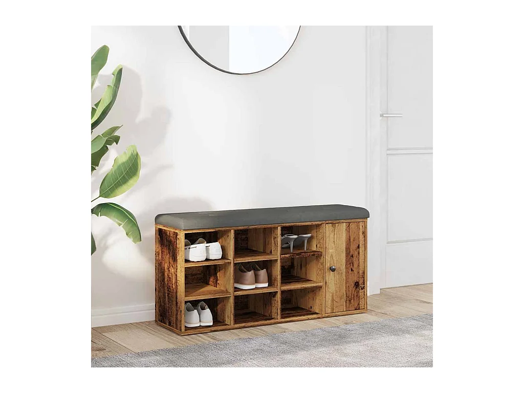 Banc à chaussures vieux bois 102x32x50 cm bois d'ingénierie