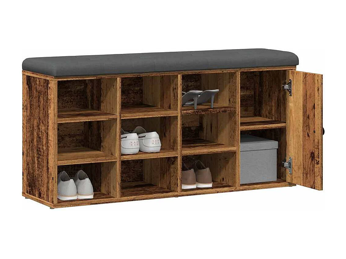 Banc à chaussures vieux bois 102x32x50 cm bois d'ingénierie