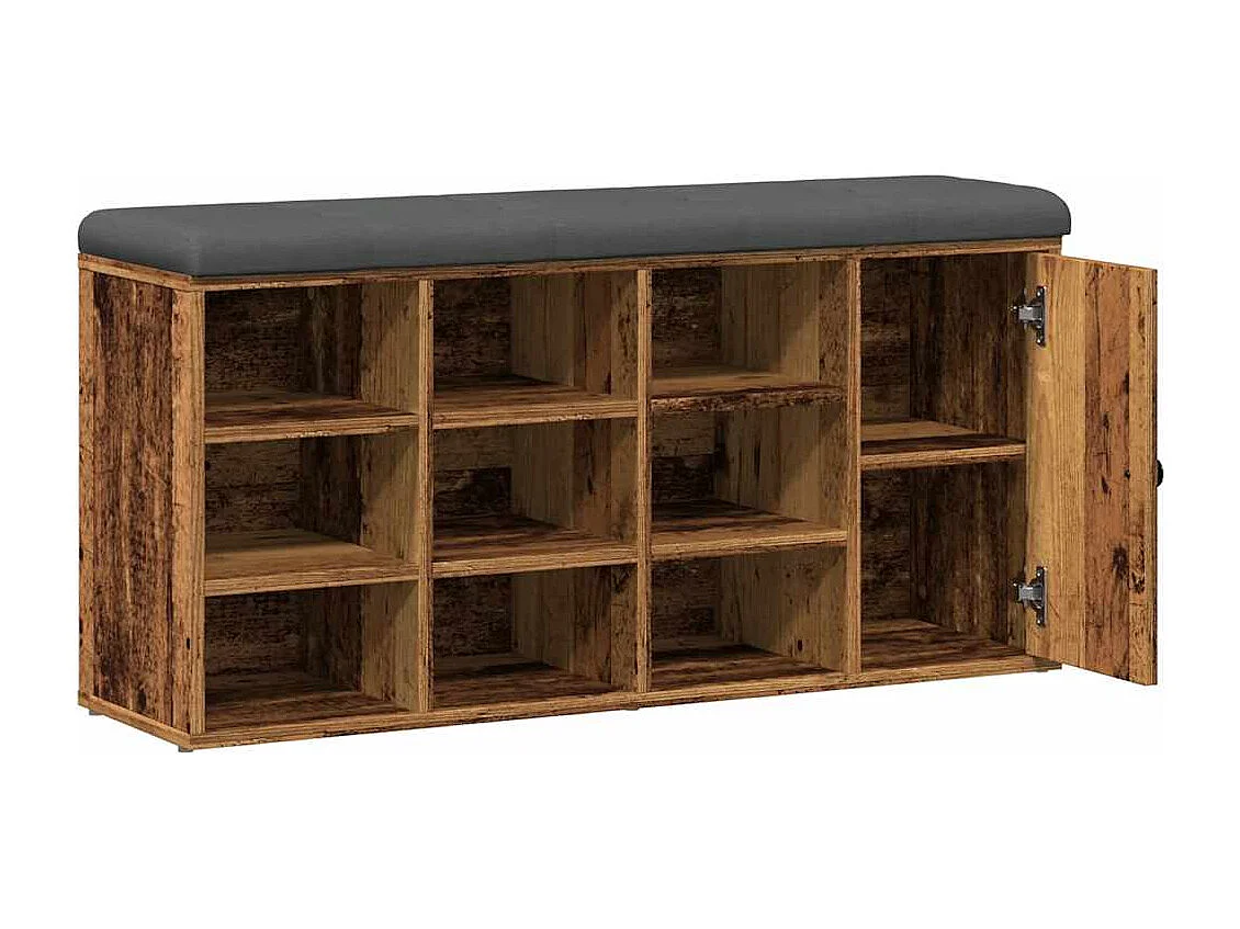 Banc à chaussures vieux bois 102x32x50 cm bois d'ingénierie