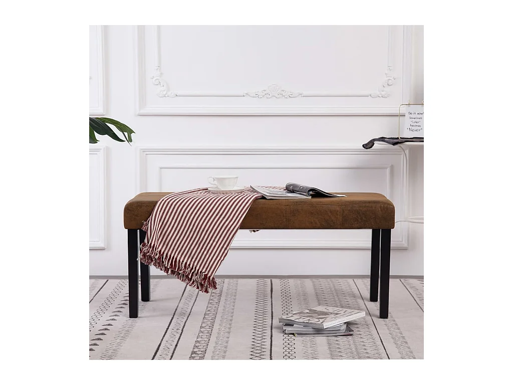 Banc 106 cm Marron Similicuir daim
