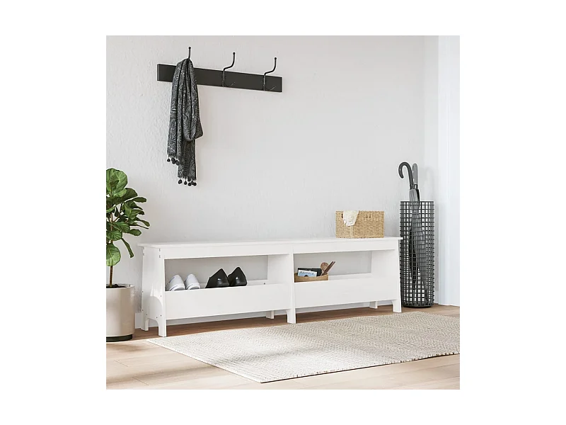 Witte entreebank 160x28x45 cm massief grenenhout