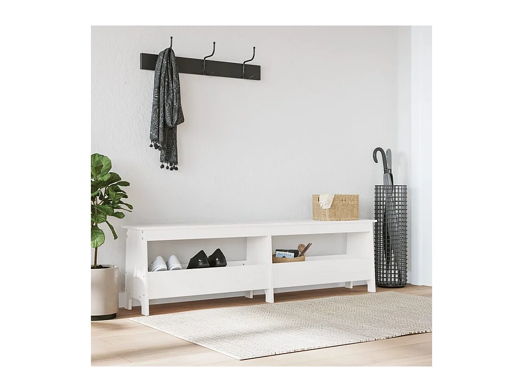Banc d'entrée blanc 160x28x45 cm bois de pin massif