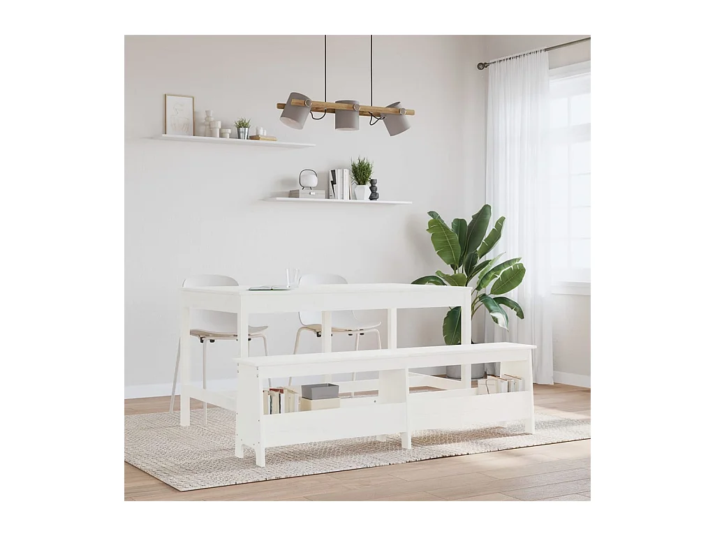 Banc d'entrée blanc 160x28x45 cm bois de pin massif