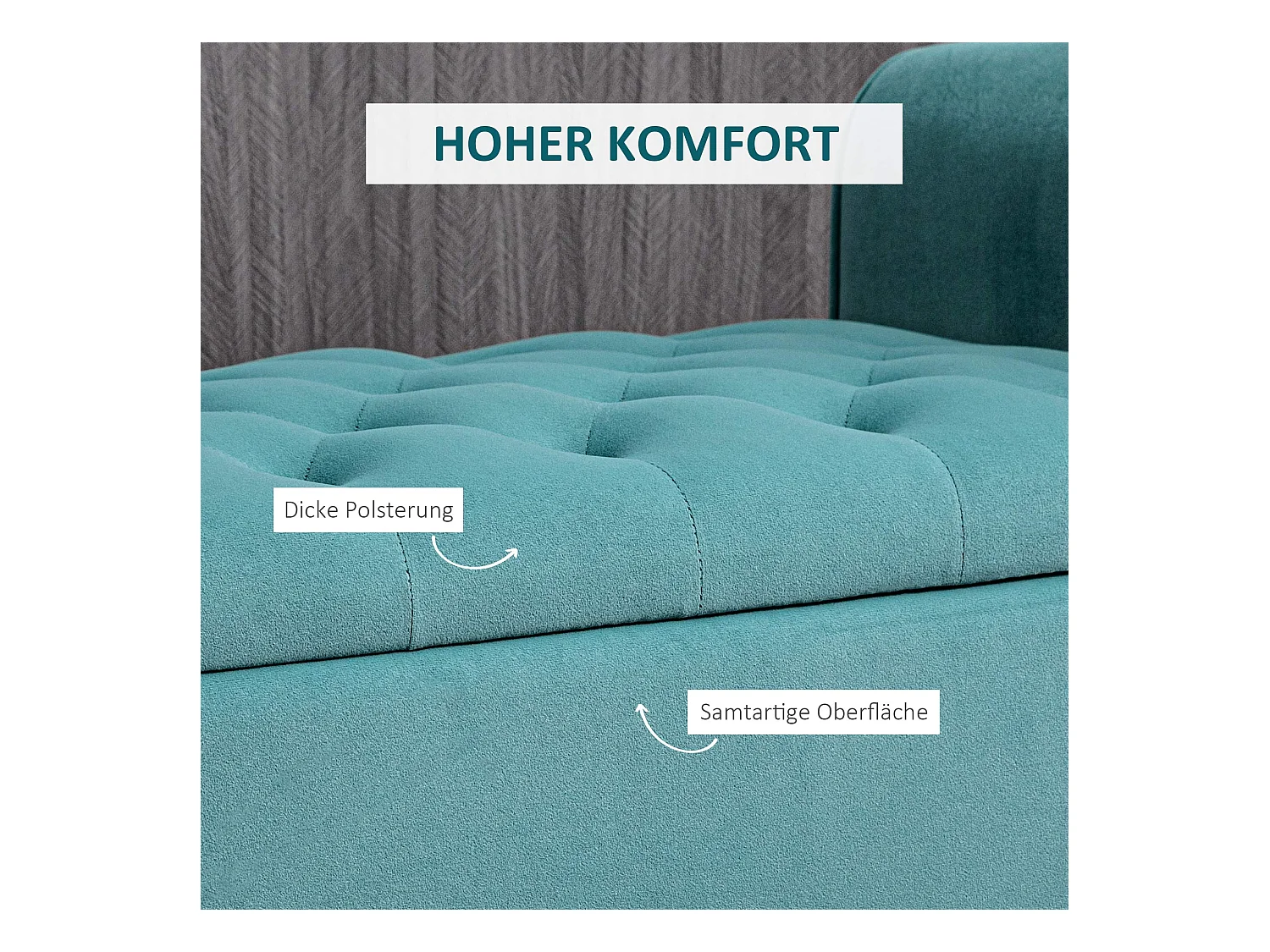 Banc de lit rembourré en velours, avec rangement intégré, polyester, vert (126x48.5x57 cm)