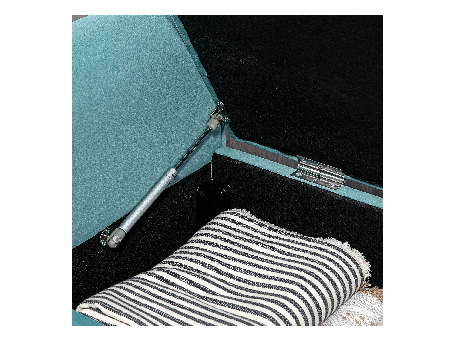 Banc de lit rembourré en velours, avec rangement intégré, polyester, vert (126x48.5x57 cm)