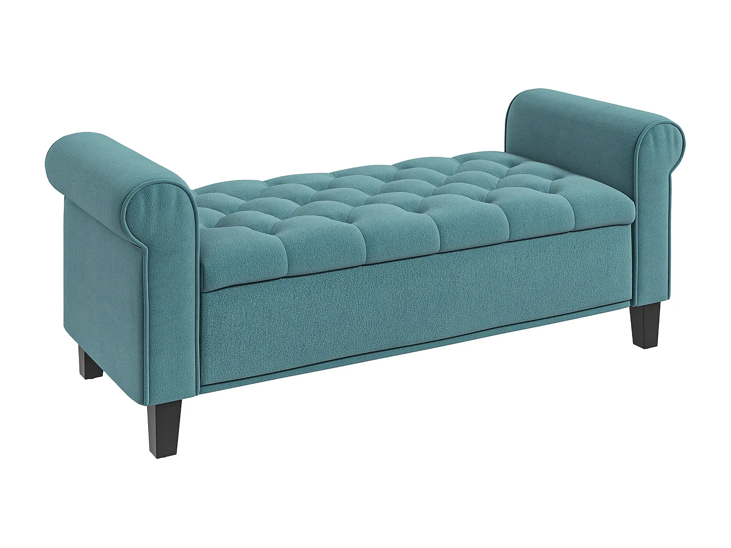 Banc de lit rembourré en velours, avec rangement intégré, polyester, vert (126x48.5x57 cm)