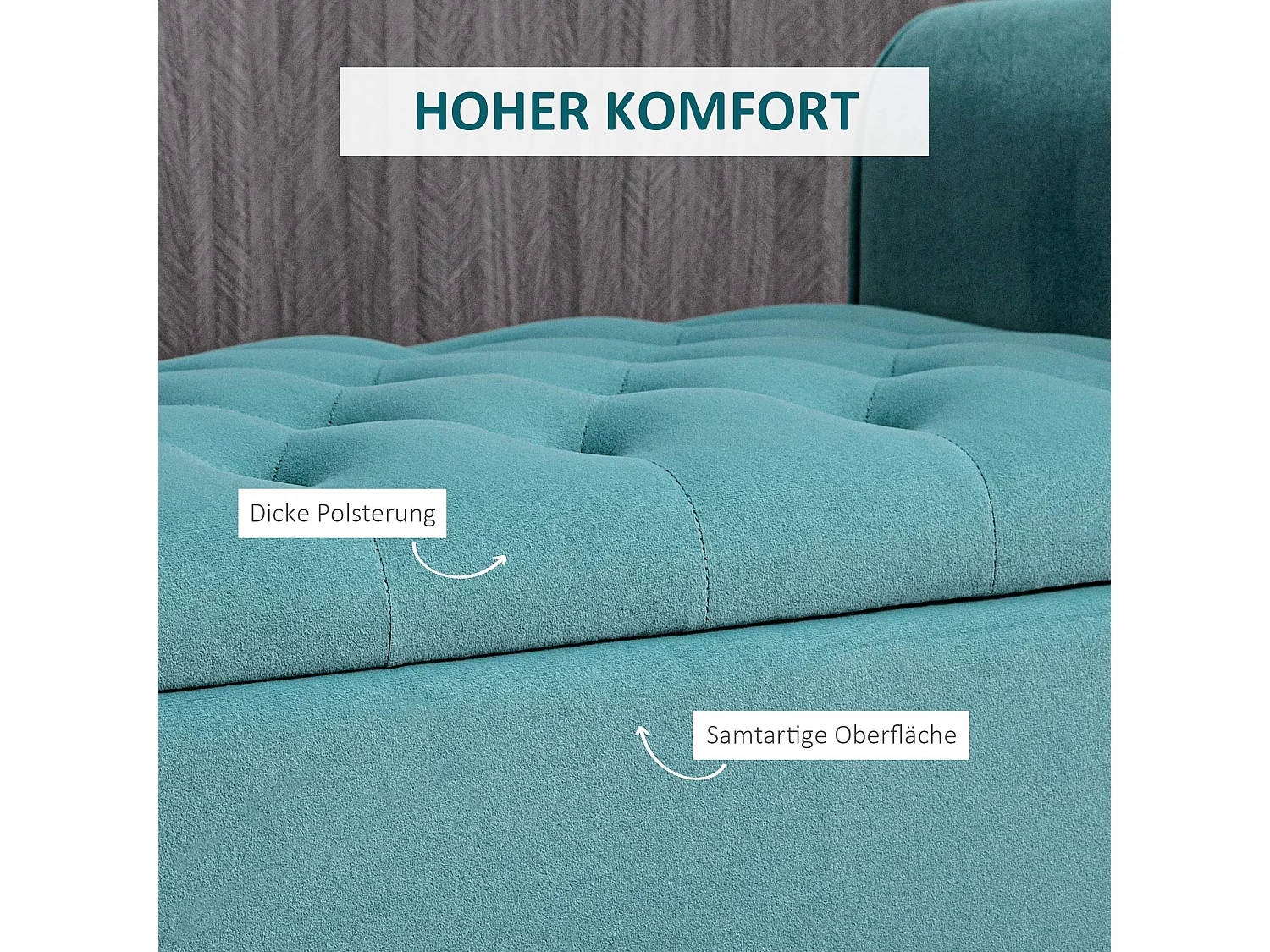 Banc de lit rembourré en velours, avec rangement intégré, polyester, vert (126x48.5x57 cm)