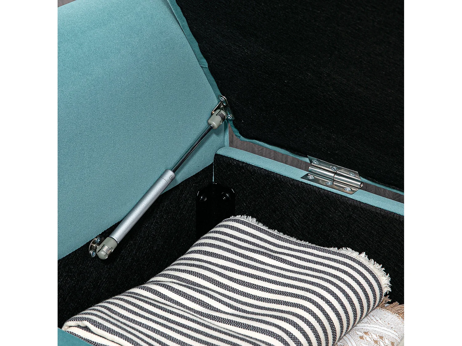 Banc de lit rembourré en velours, avec rangement intégré, polyester, vert (126x48.5x57 cm)