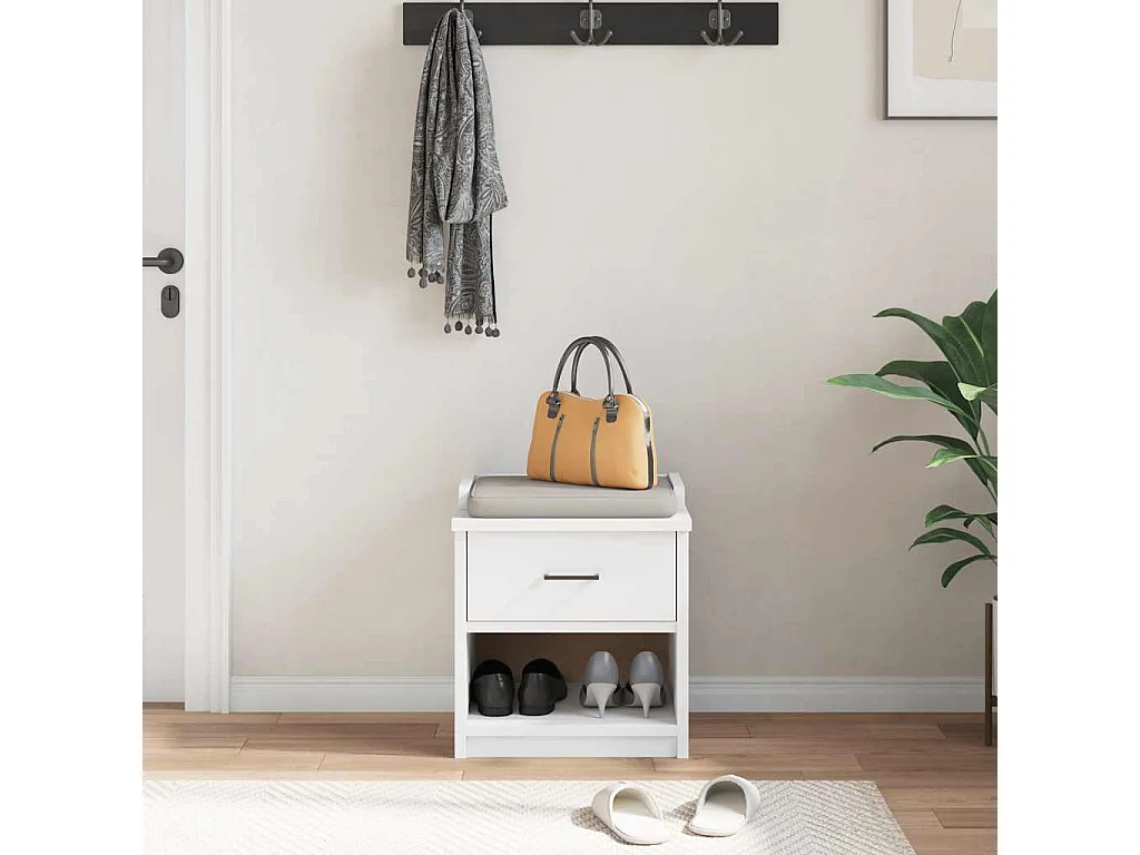 Banc de couloir SANDNES blanc 45x40x50 cm bois de pin massif