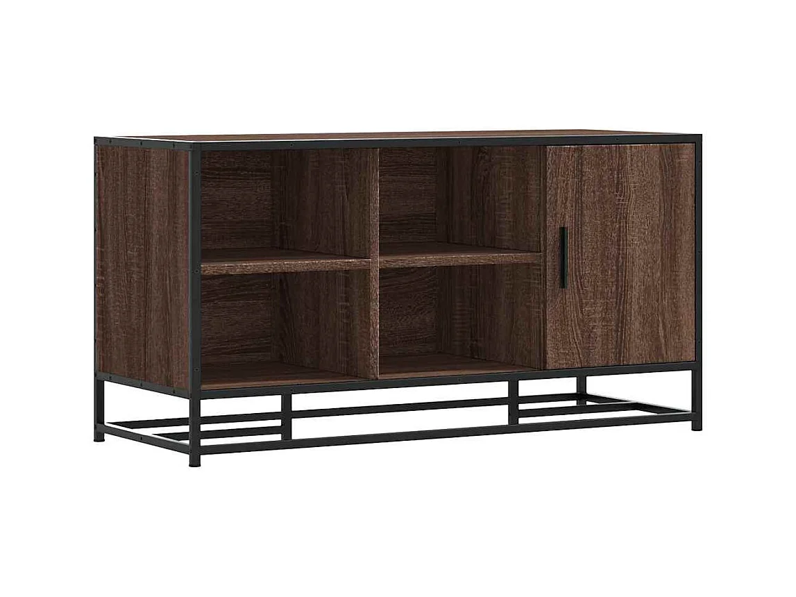 Panca portascarpe in rovere marrone realizzata in legno ingegnerizzato e metallo