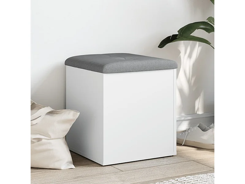 Panca contenitore bianca 42x42x45 cm in legno ingegnerizzato