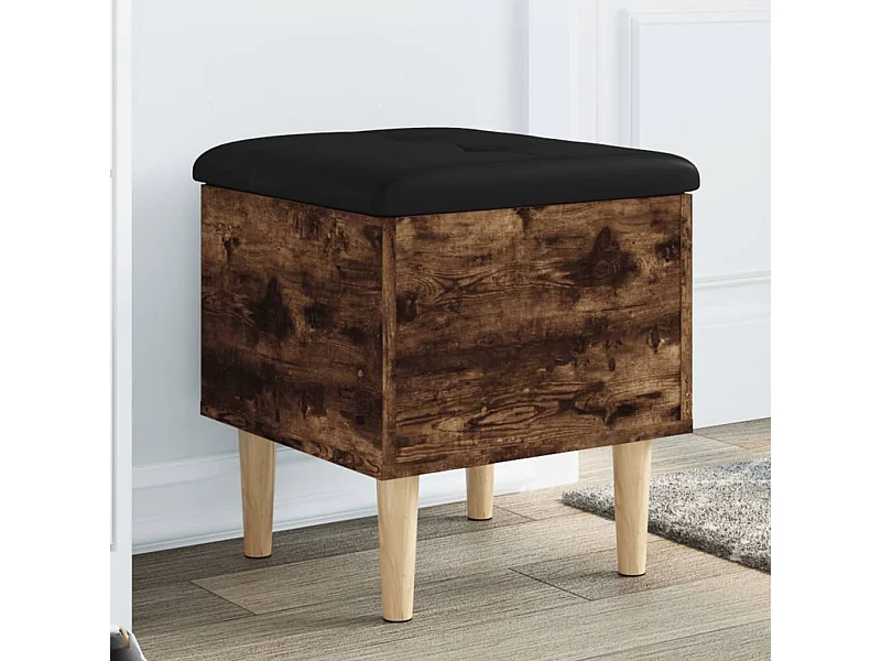 Gerookte eikenhouten opbergbank 42x42x46 cm bewerkt hout