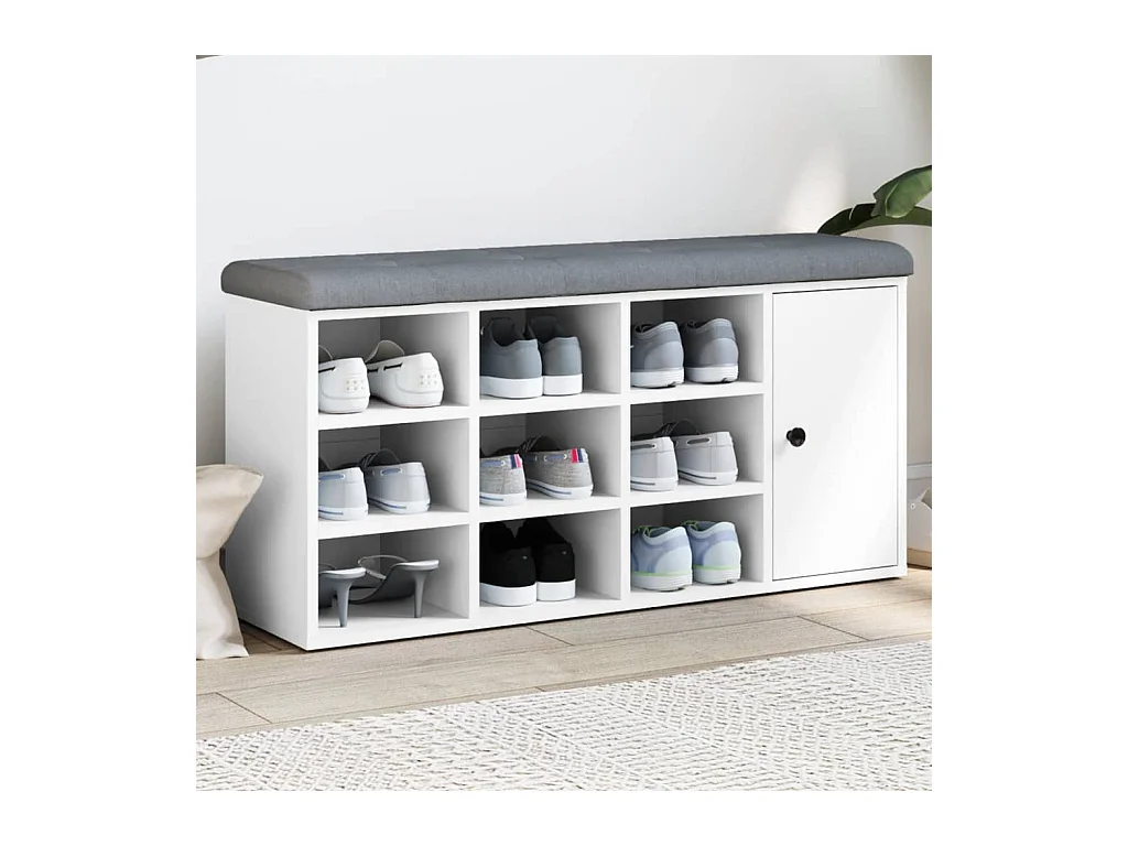 Panca portascarpe bianca 102x32x50 cm in legno ingegnerizzato
