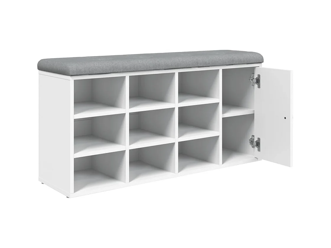 Panca portascarpe bianca 102x32x50 cm in legno ingegnerizzato