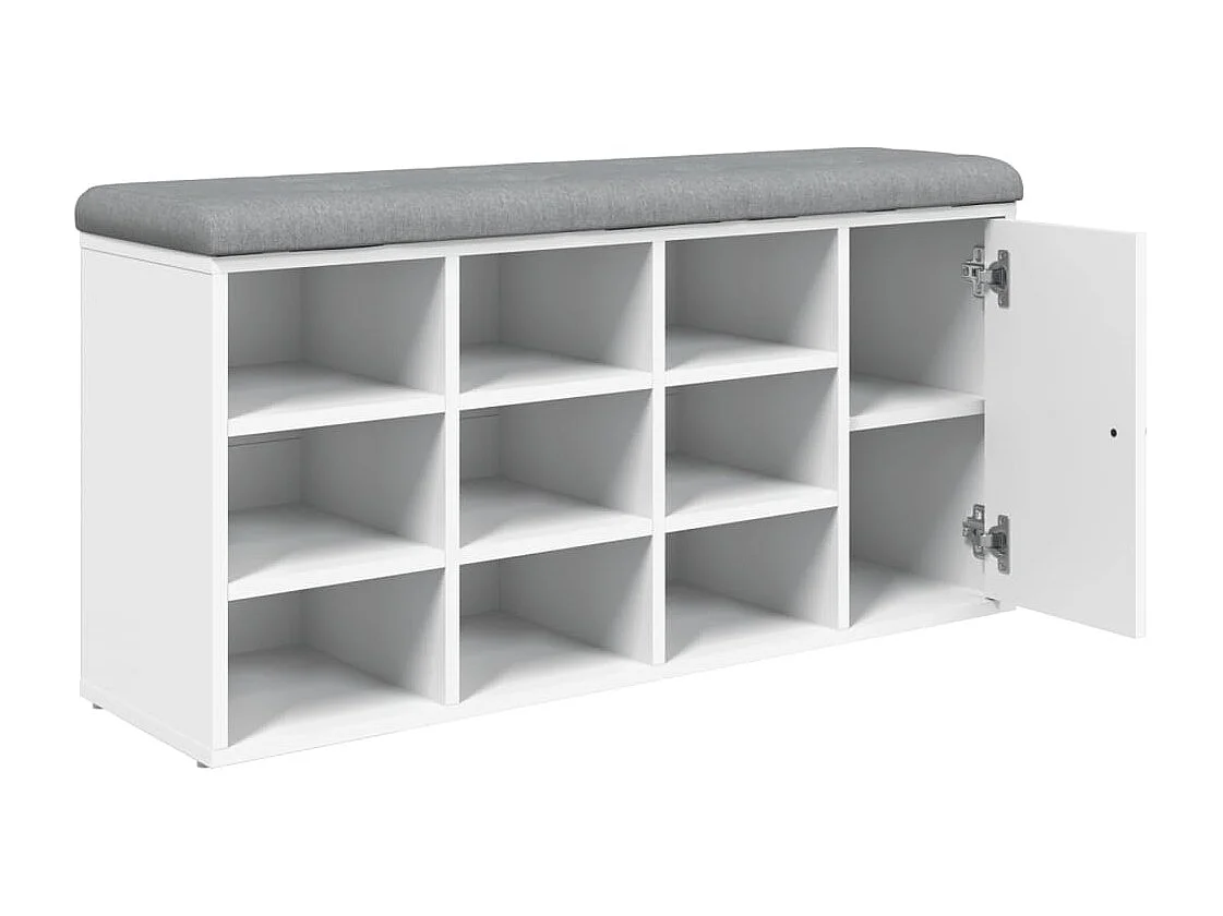 Panca portascarpe bianca 102x32x50 cm in legno ingegnerizzato