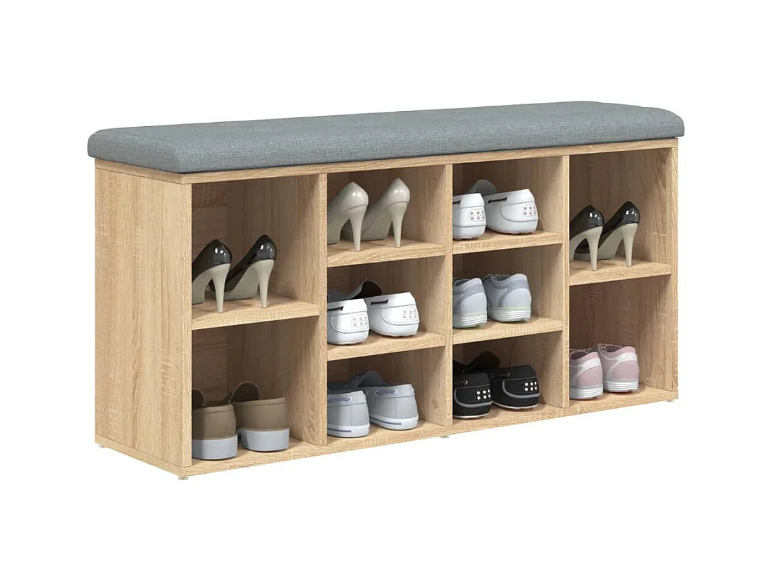 Panca portascarpe in rovere Sonoma 102x32x50 cm in legno ingegnerizzato