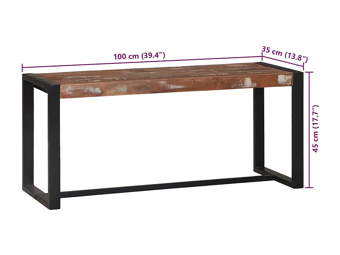Banc Multicolore 100 x 35 x 45 cm Bois massif de récupération