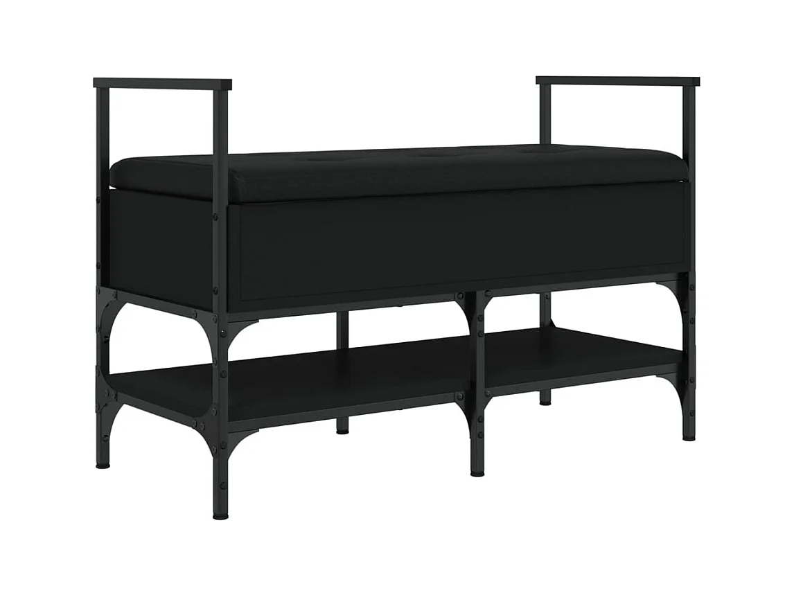 Panca portascarpe nera 85,5x42x57,5 cm in legno ingegnerizzato