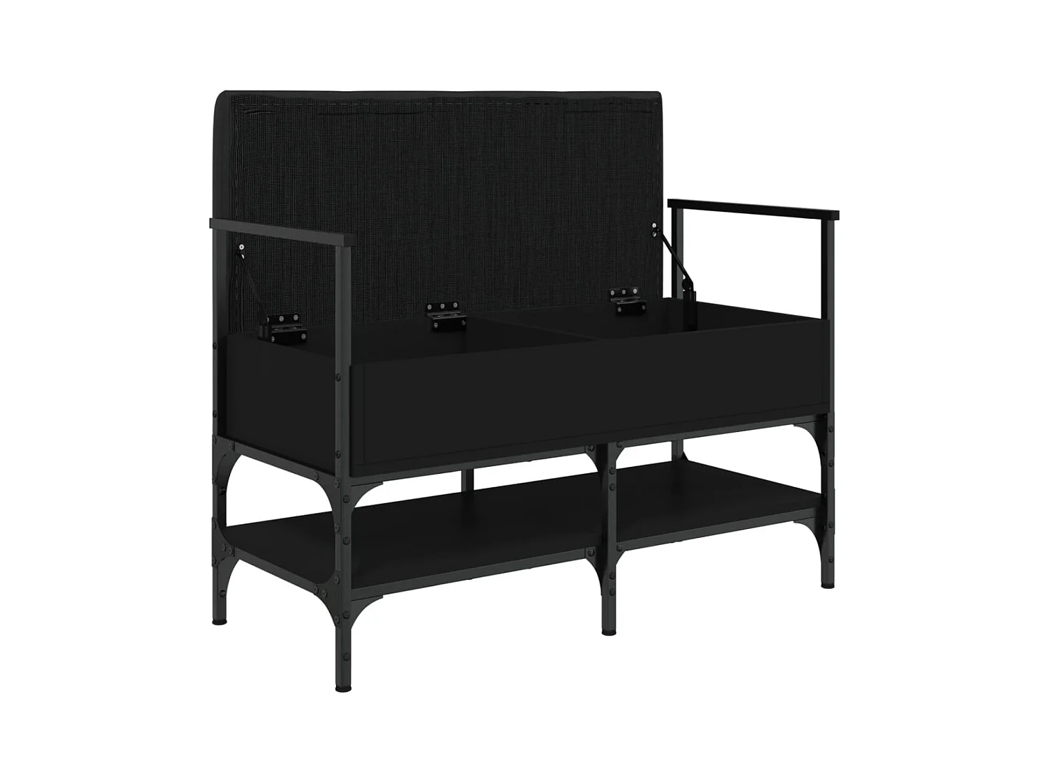 Panca portascarpe nera 85,5x42x57,5 cm in legno ingegnerizzato