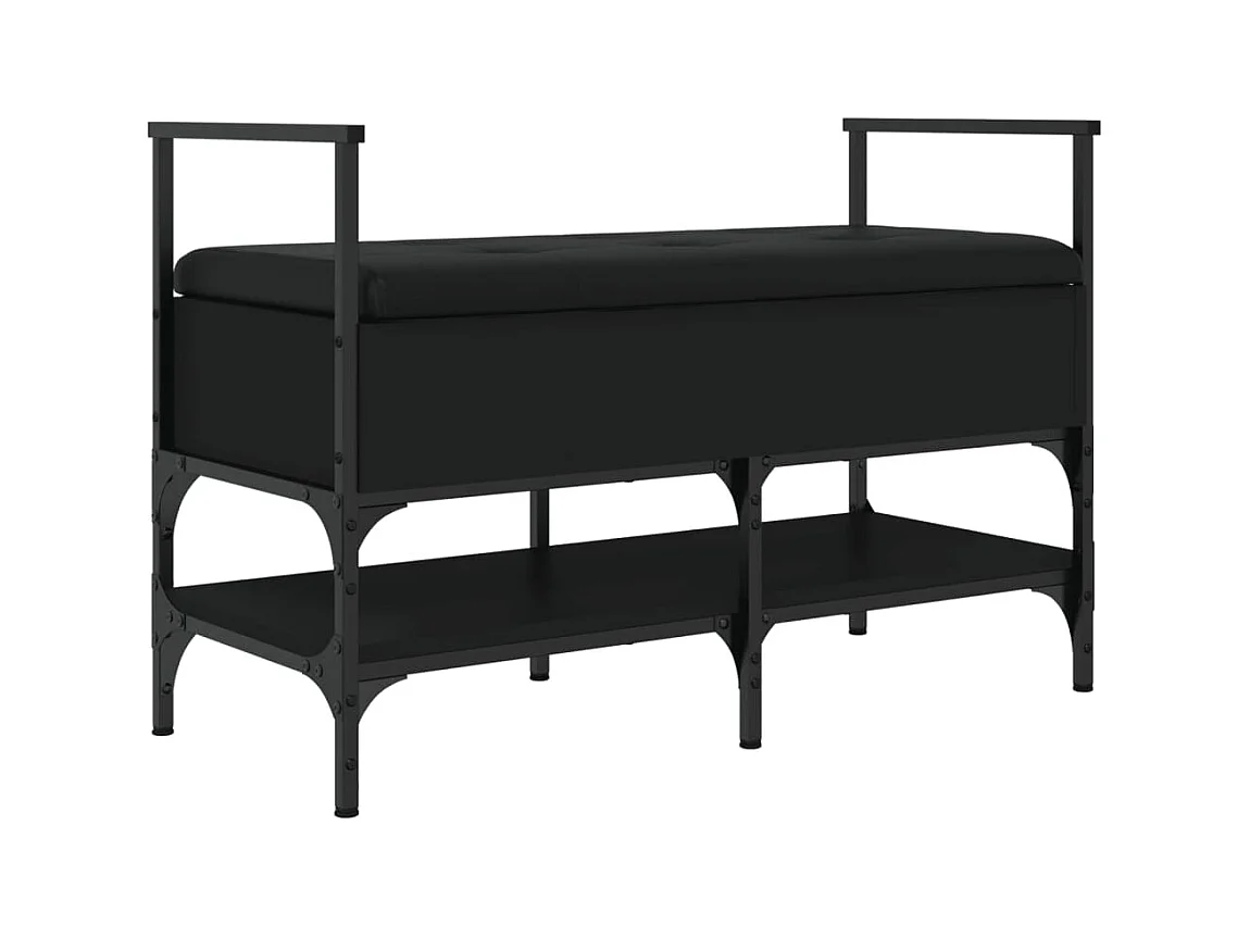 Panca portascarpe nera 85,5x42x57,5 cm in legno ingegnerizzato