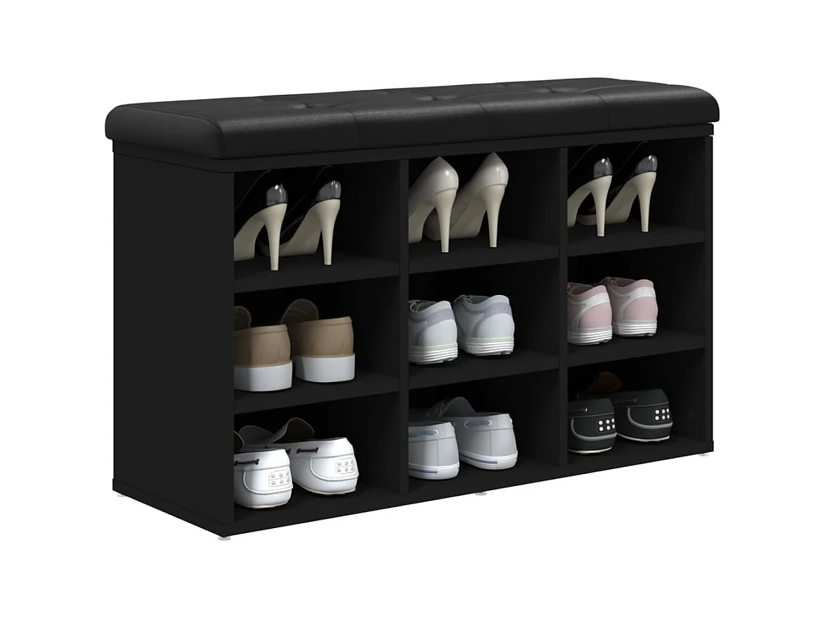 Panca portascarpe nera 82x32x50 cm in legno ingegnerizzato