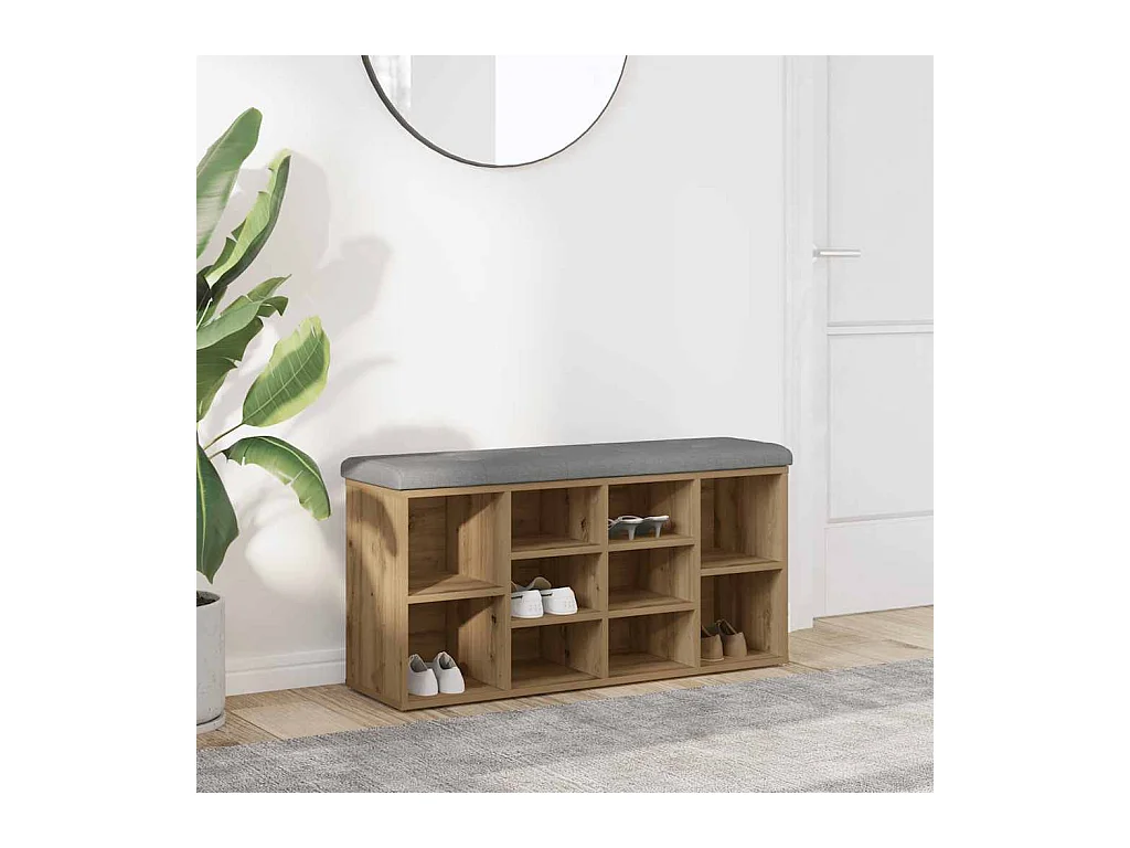 Banc à chaussures chêne artisanal 82x32x45,5 cm bois ingénierie