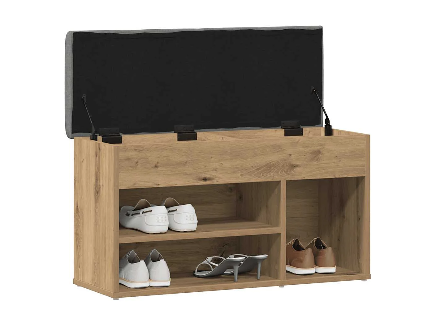 Banc à chaussures chêne artisanal 82x32x45,5 cm bois ingénierie