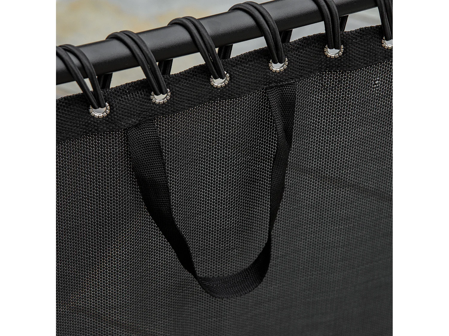 Chaise longue pliante, 4 positions réglables, acier et tissu respirant, noir (197x58x30-103 cm)