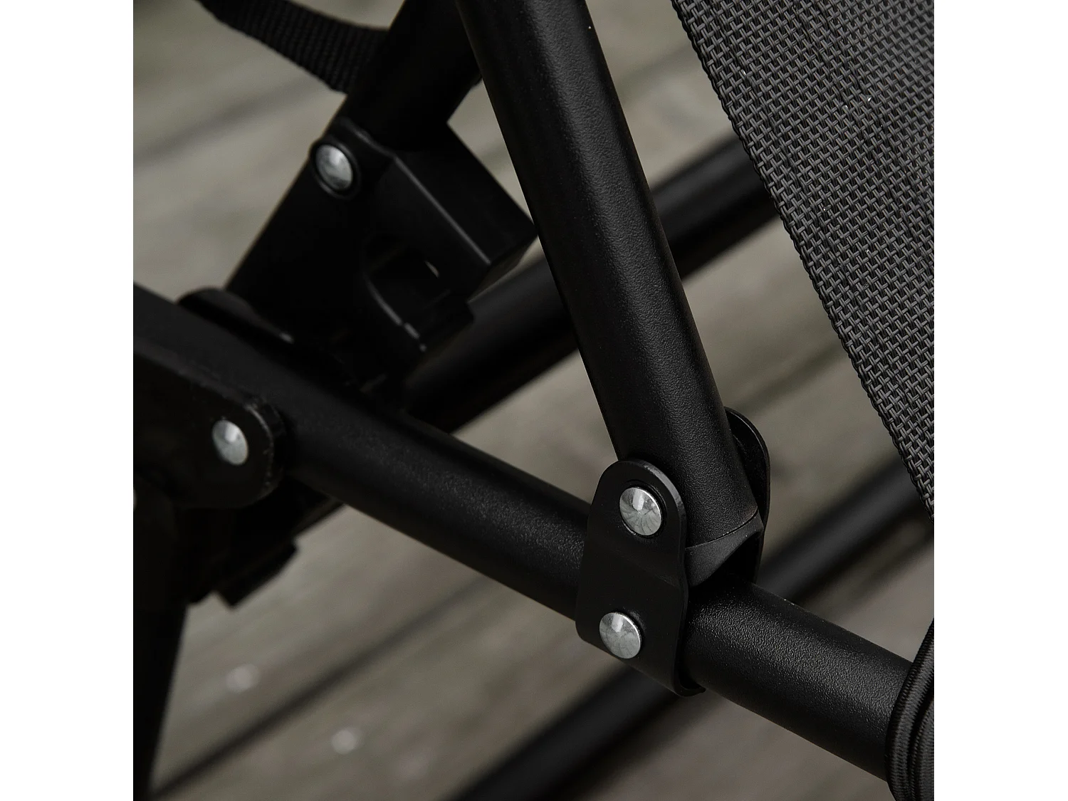 Chaise longue pliante, 4 positions réglables, acier et tissu respirant, noir (197x58x30-103 cm)