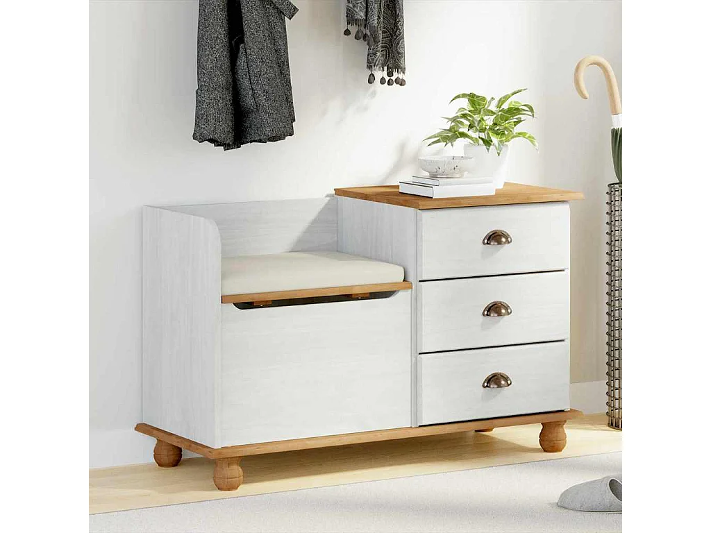 Banc de rangement pour l'entrée Blanc 100 x 39 x 62 cm