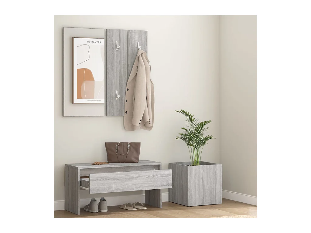 Flurmöbel-Set Sonoma Grau, Holzwerkstoff