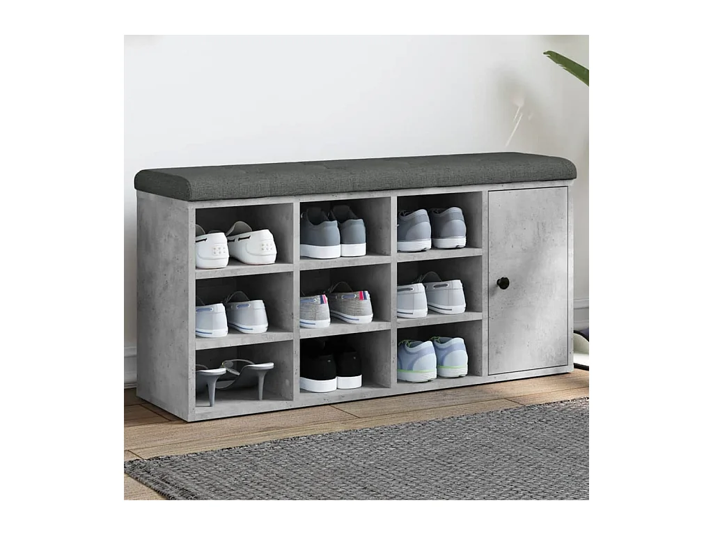 Banc à chaussures gris béton 102x32x50 cm bois d'ingénierie