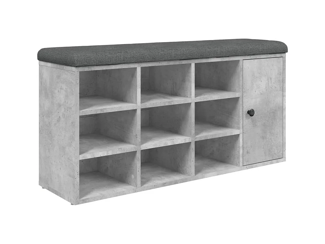 Banc à chaussures gris béton 102x32x50 cm bois d'ingénierie
