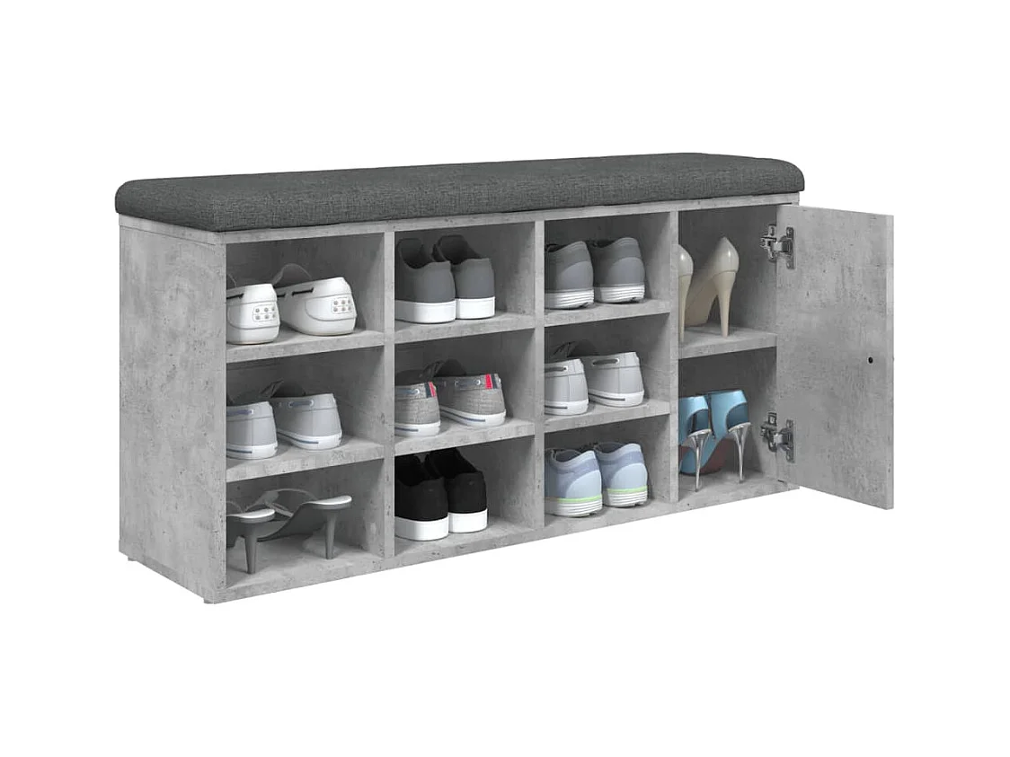 Banc à chaussures gris béton 102x32x50 cm bois d'ingénierie