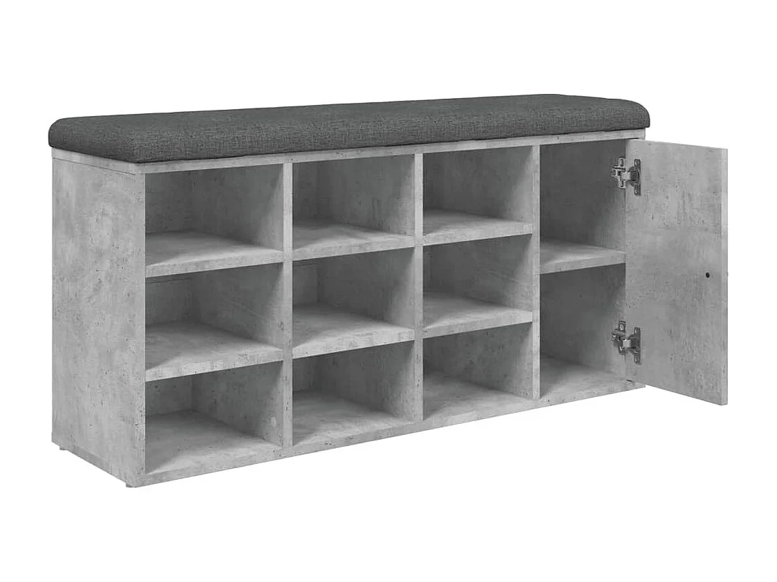 Banc à chaussures gris béton 102x32x50 cm bois d'ingénierie