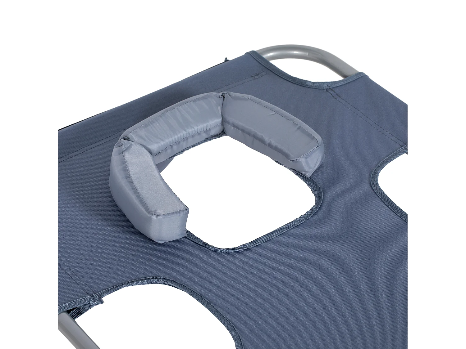 Chaise longue pliante avec dossier 5 positions, polyester, gris (185x55x29cm)