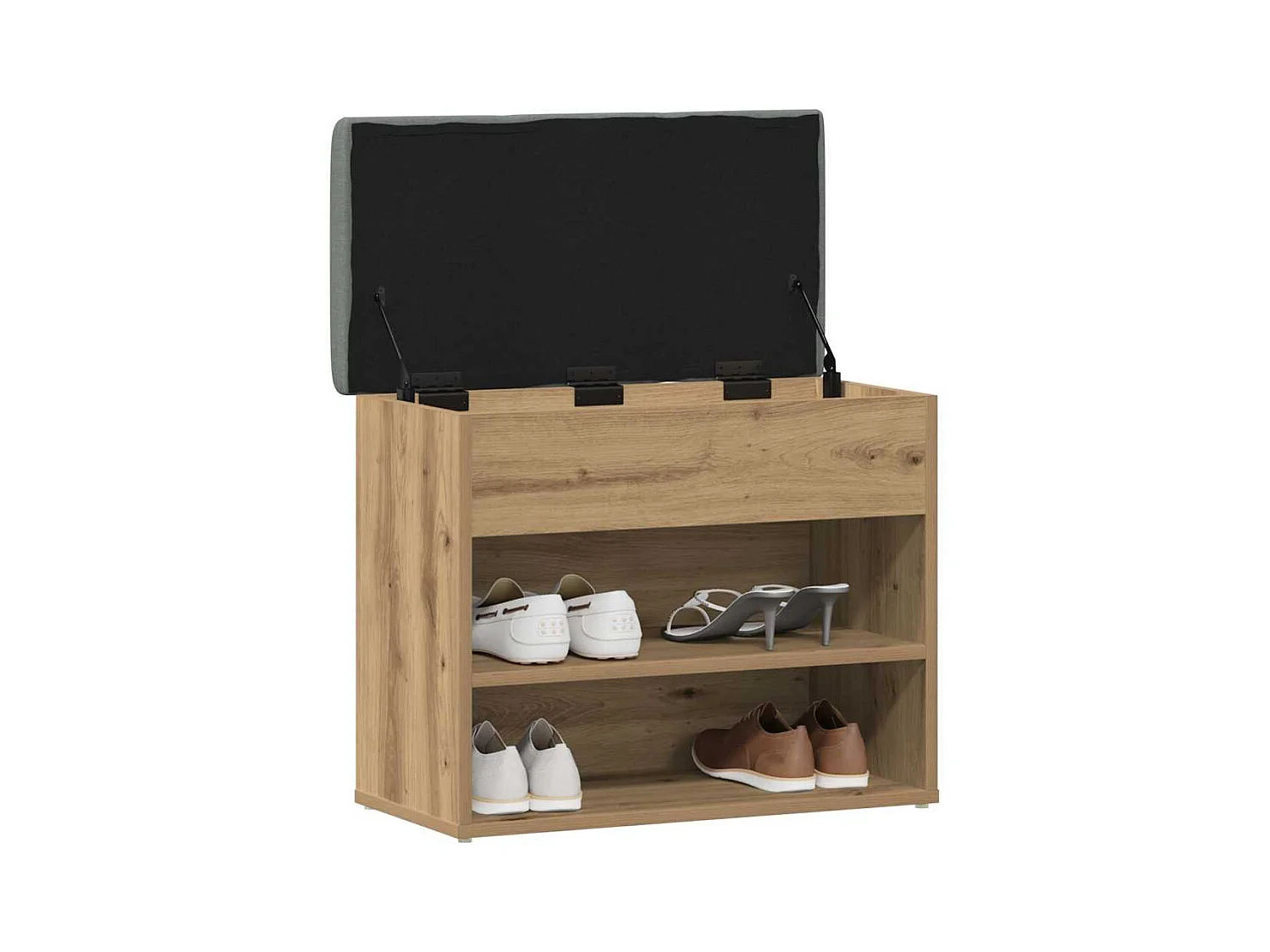 Banc à chaussures chêne artisanal 62x32x50 cm bois d'ingénierie