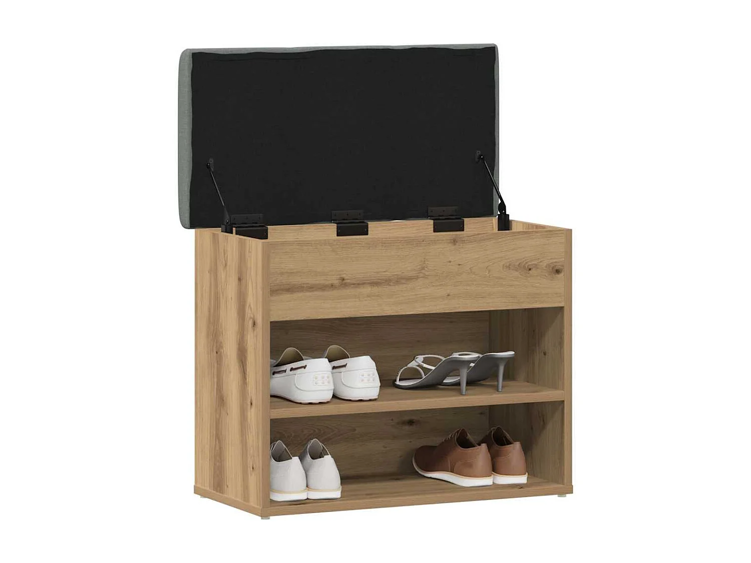 Banc à chaussures chêne artisanal 62x32x50 cm bois d'ingénierie