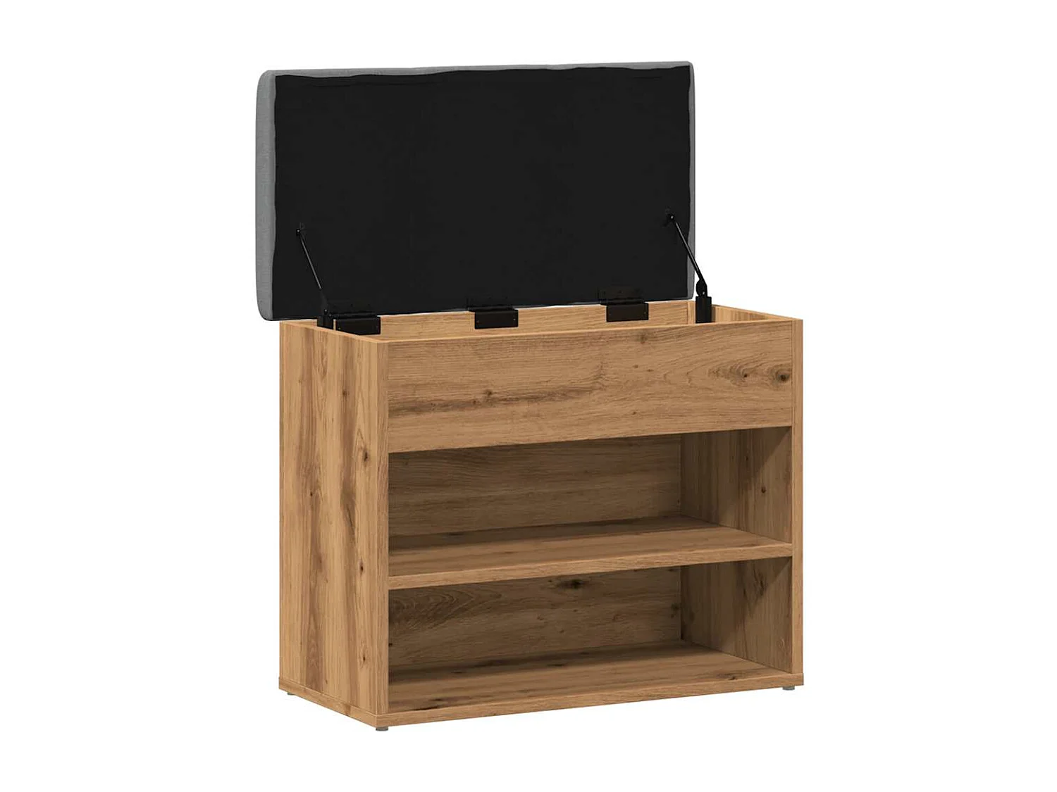 Banc à chaussures chêne artisanal 62x32x50 cm bois d'ingénierie