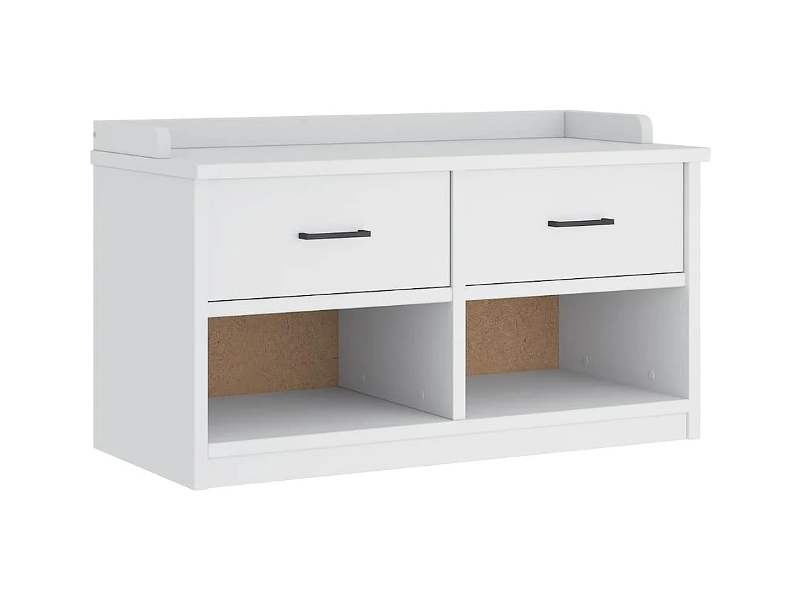 SANDNES weiße Flurbank 87x40x50 cm massives Kiefernholz