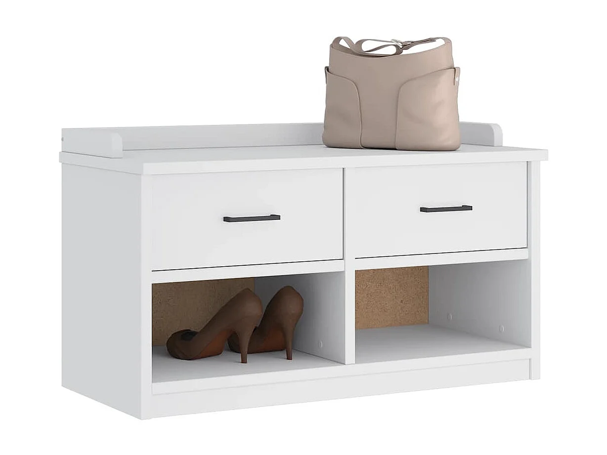 Panca da ingresso SANDNES bianca 87x40x50 cm in legno massello di pino