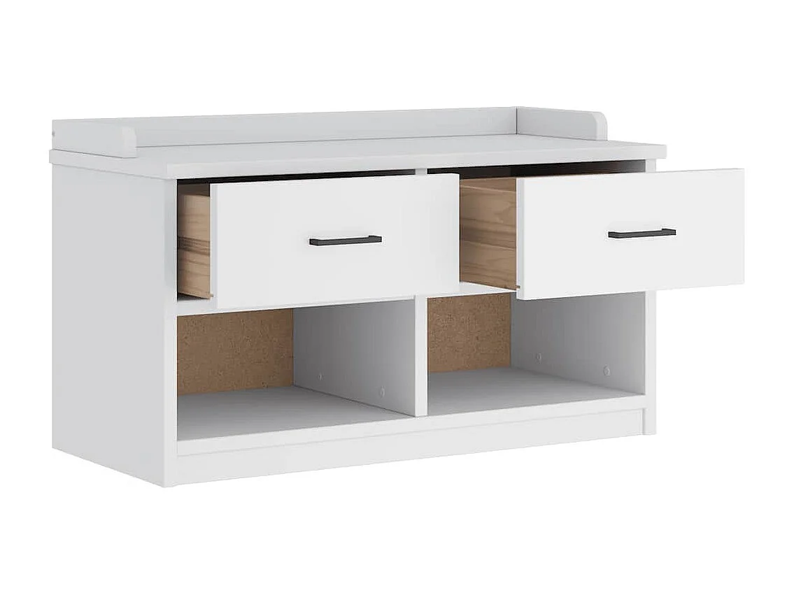 Panca da ingresso SANDNES bianca 87x40x50 cm in legno massello di pino