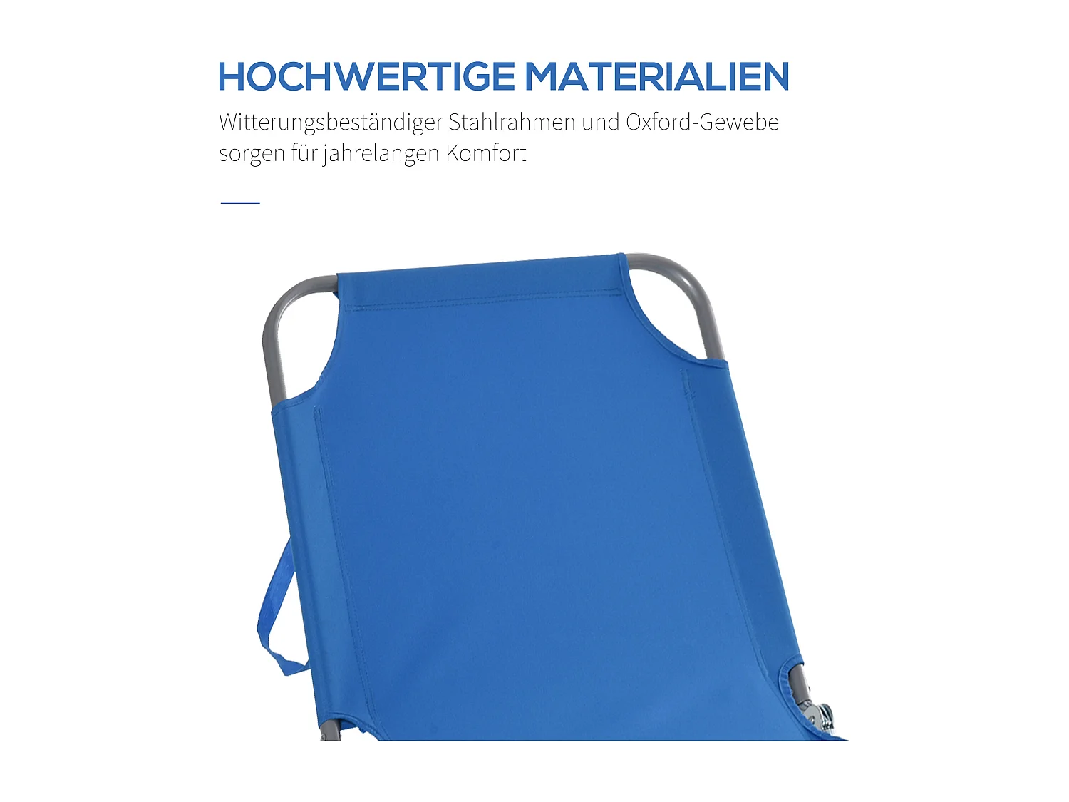 Chaise longue pliante avec dossier réglable, polyester Oxford, bleu (187x55x24cm)
