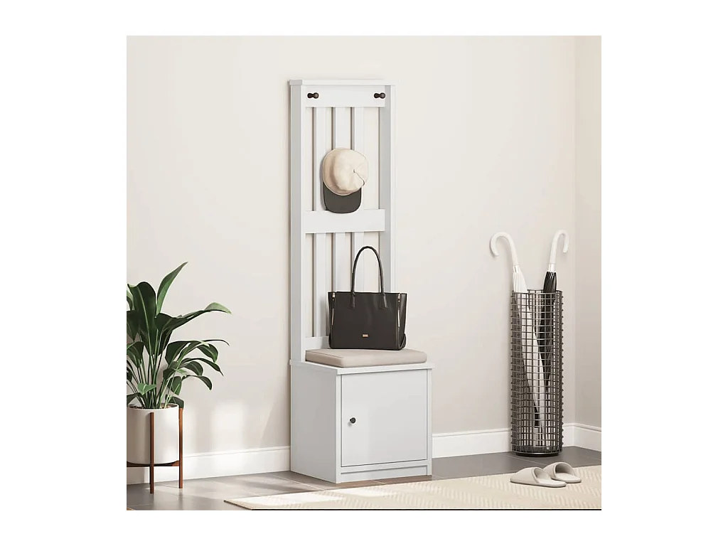 SANDNES weiße Garderobe 45x40x159,5 cm massives Kiefernholz